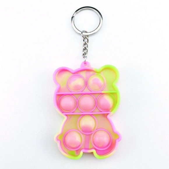 STOCKING STUFFER ALERT***Push Pop Bubble Fidget Toy Keychain BEAR***NWOT - Picture 3 of 4